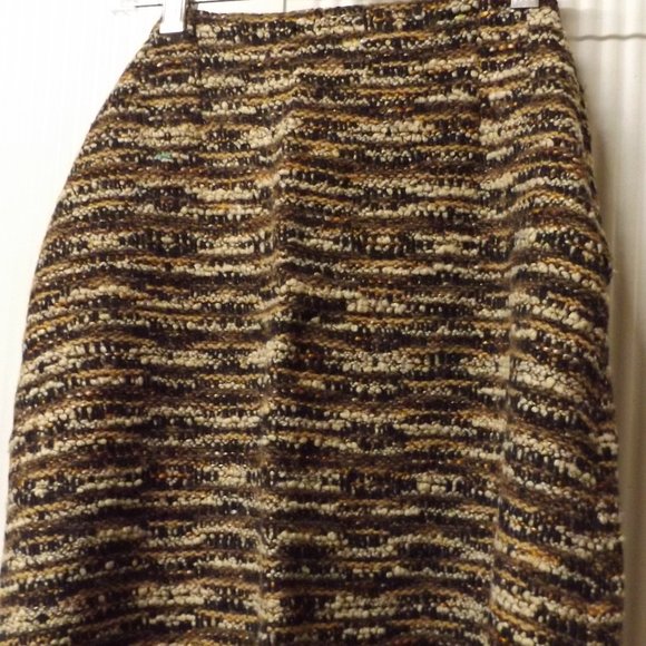 XS/SMALL, A-LINE BROWN TONES WOOL SKIRT - Picture 1 of 2